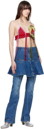 Edward Cuming Blue Godet Denim Miniskirt