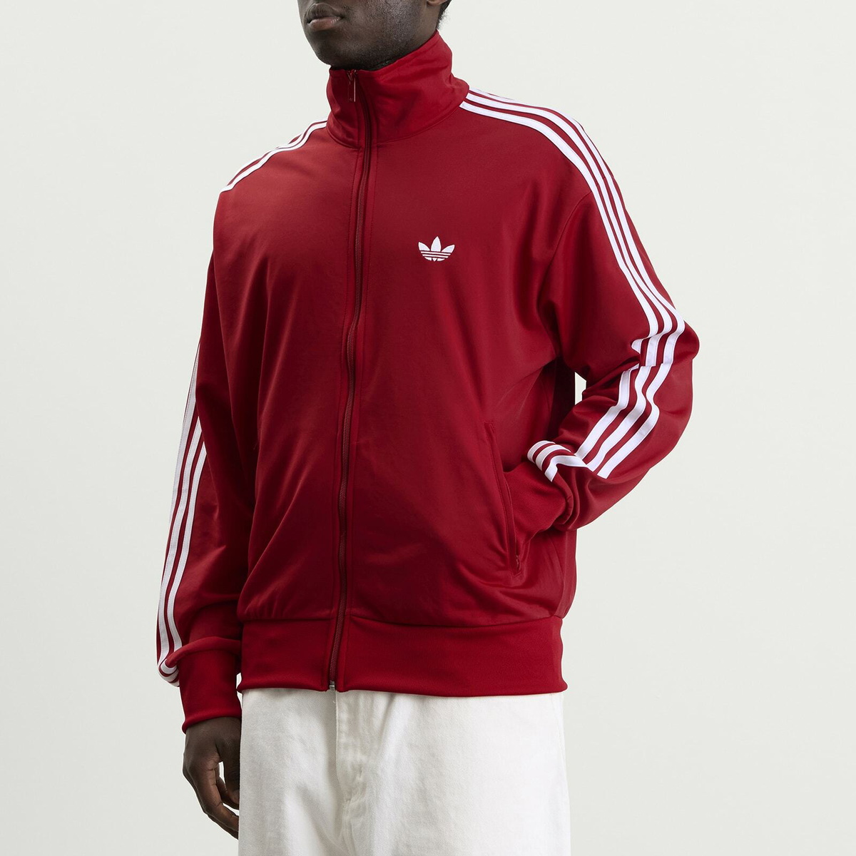 Adidas Men's Firebird Tracktop in Team Victory Red/White