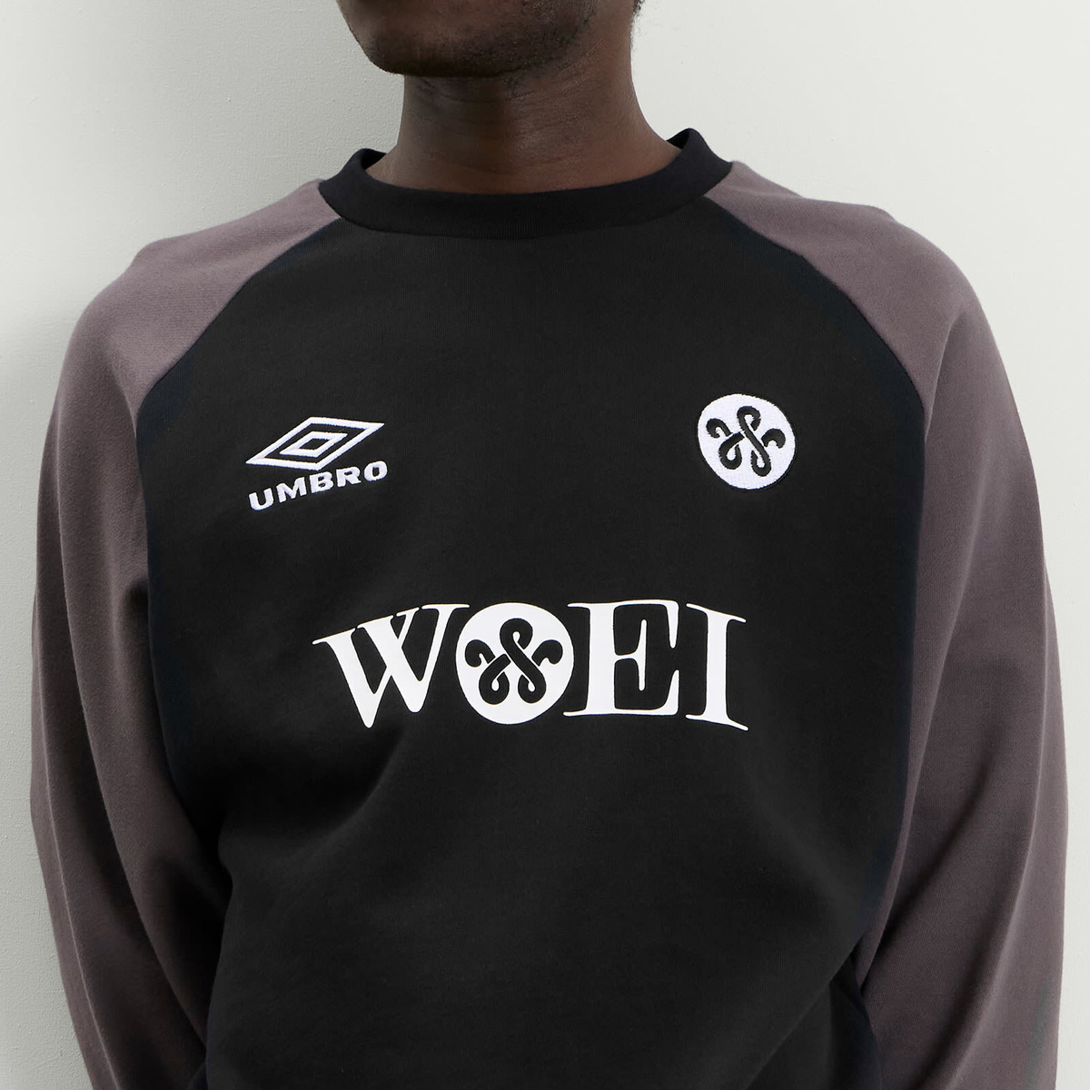 Umbro Men's x WOEI Crew Sweatshirt in Black/Grey