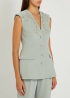 Huishan Zhang Sigrid Crystal-embellished Woven Vest Grey