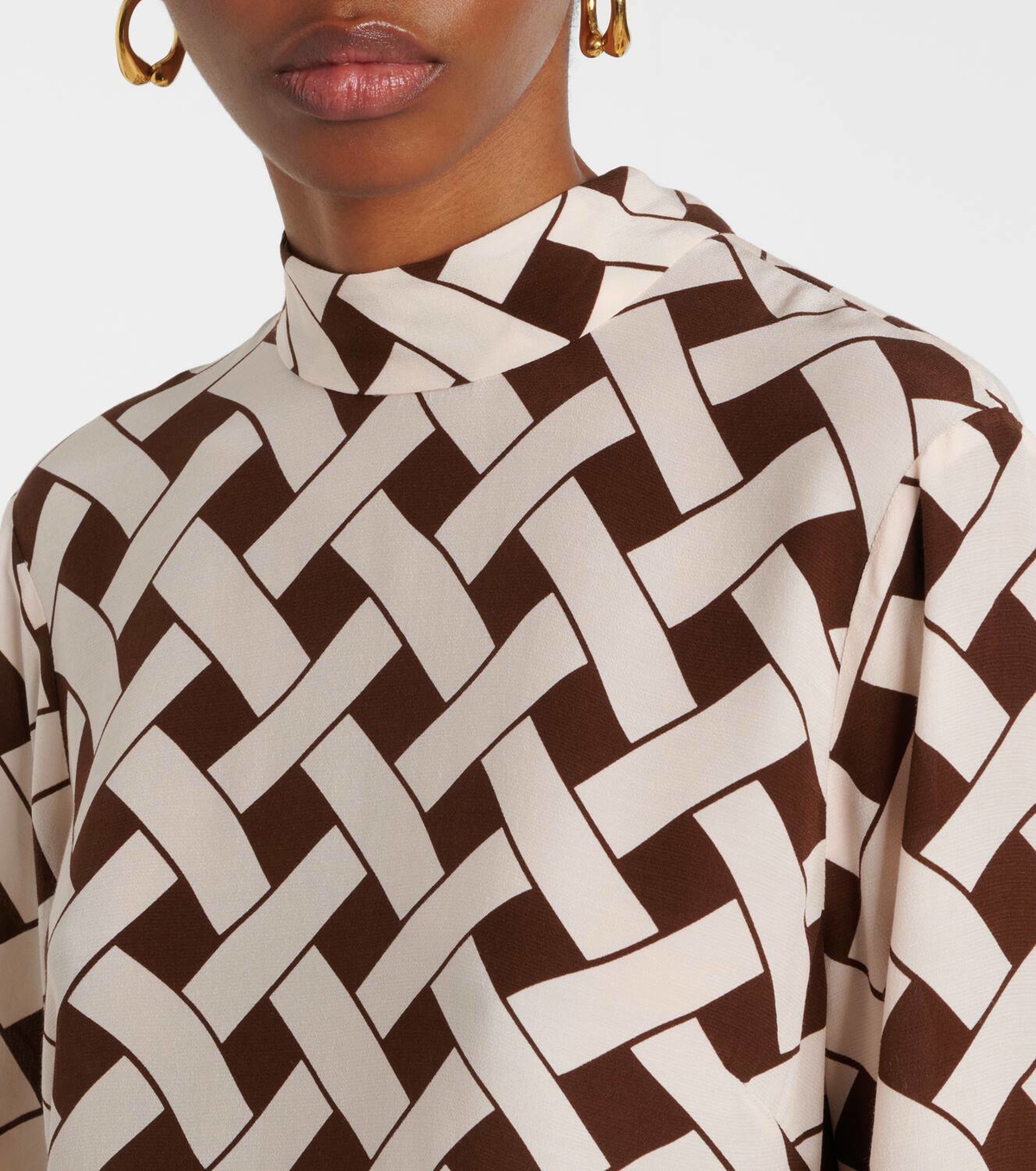 Rixo Libra printed tie-neck blouse