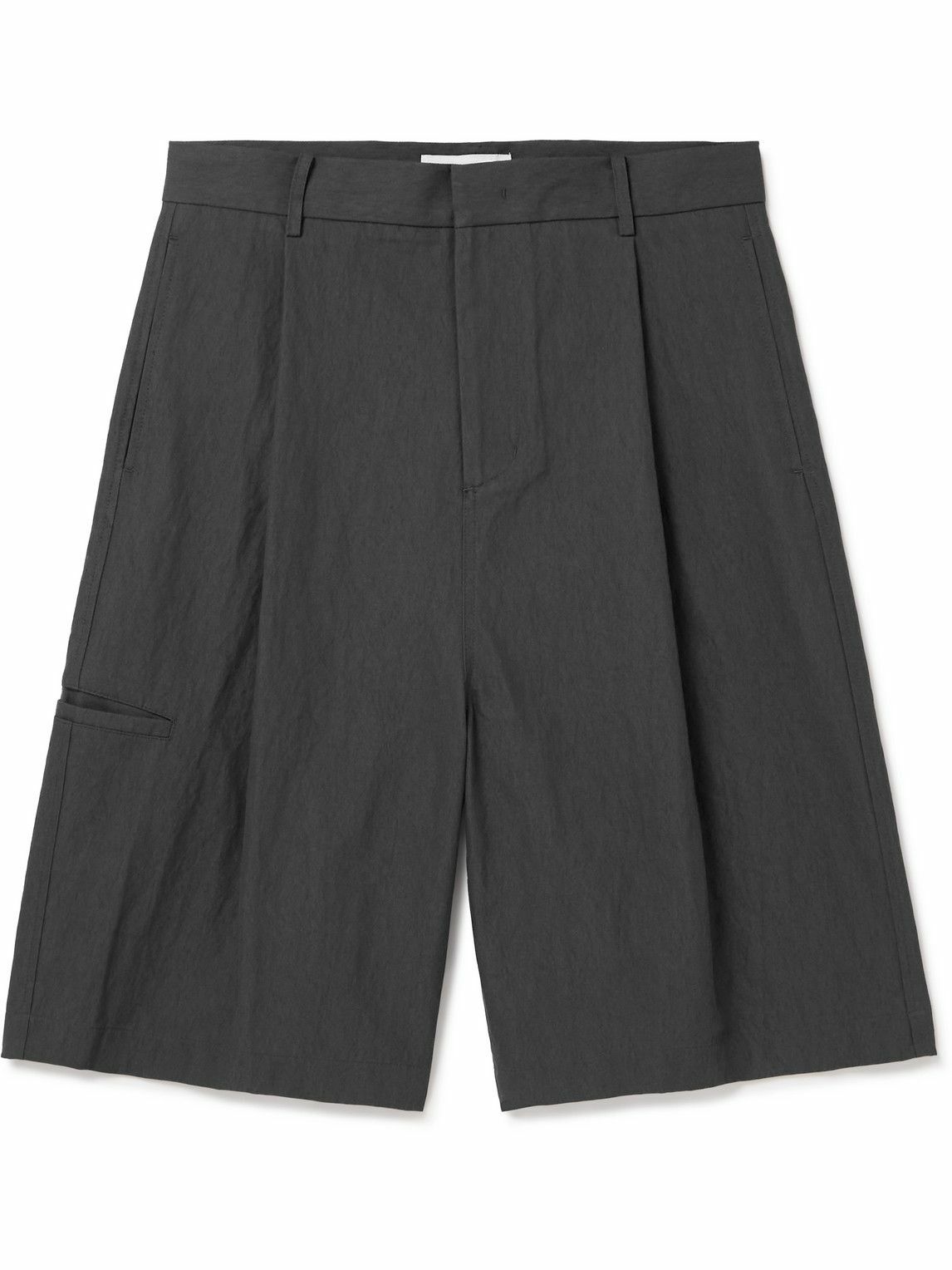 LE 17 SEPTEMBRE - Straight-Leg Pleated Twill Bermuda Shorts - Black