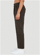 Front Pleat Check Pants in Brown