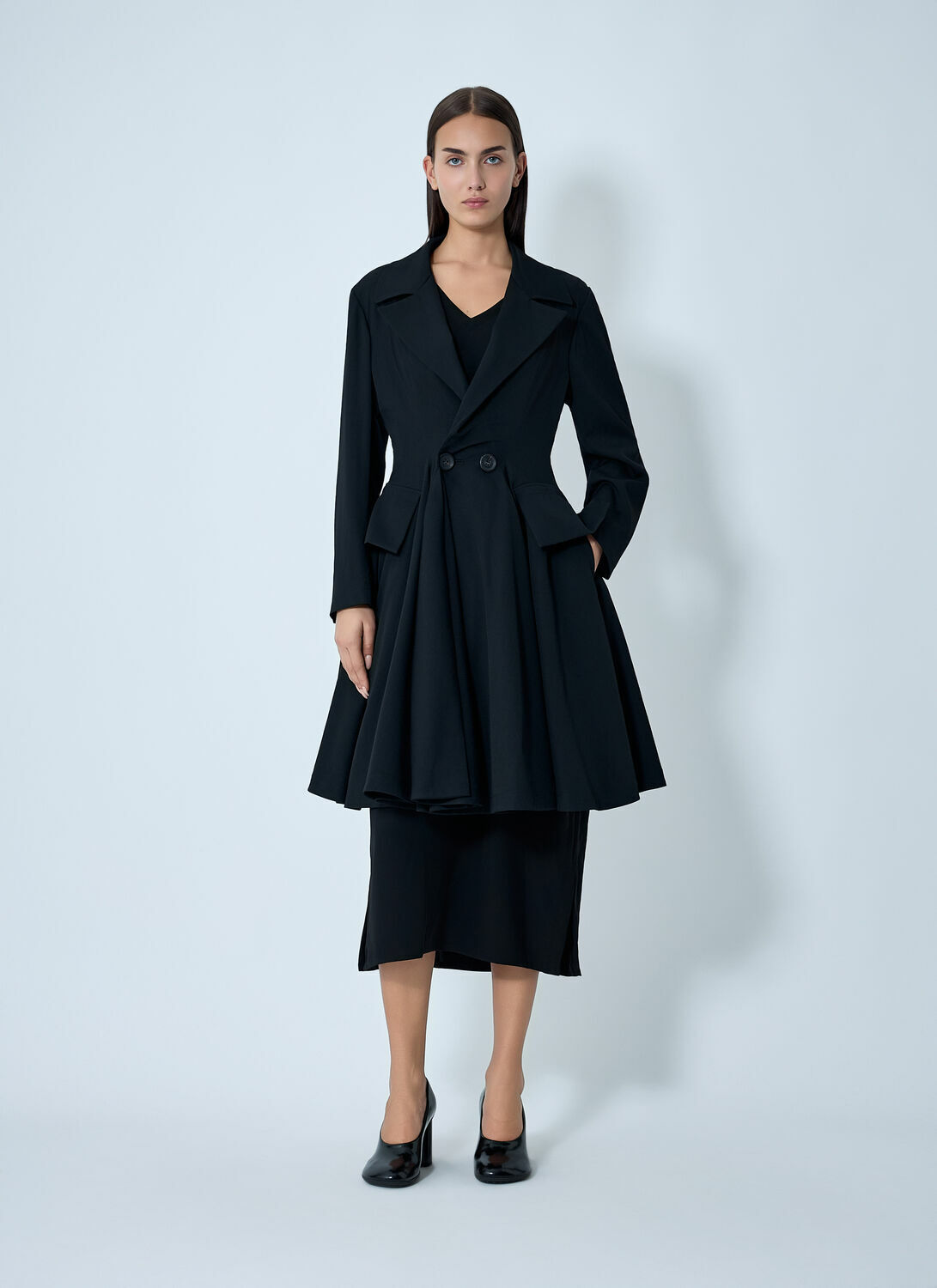 Yohji Yamamoto Paneled Flare Coat