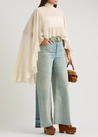 Chloe Ruffled Cape-effect Silk-georgette top White