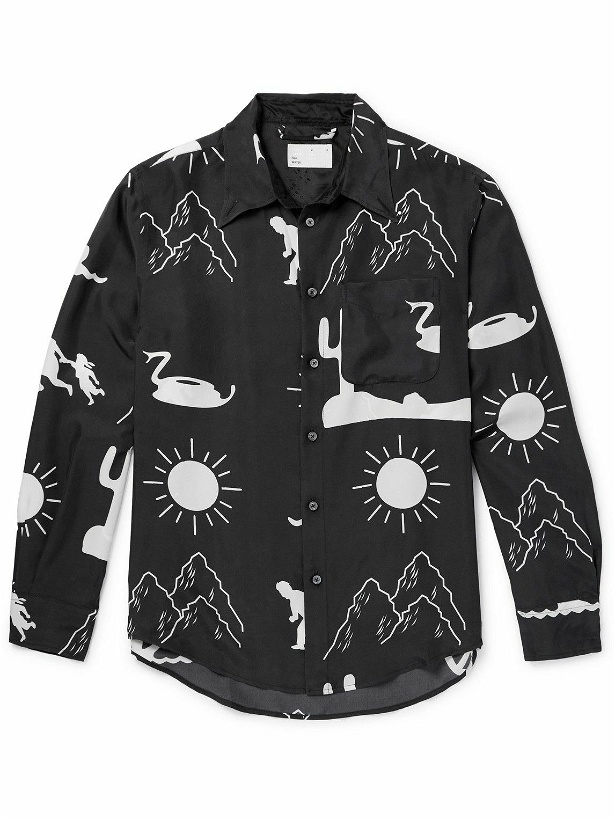 Photo: 4SDesigns - Printed Silk Crepe de Chine Shirt - Black