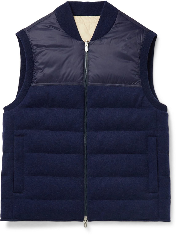 Photo: Brunello Cucinelli - Reversible Quilted Nylon and Cashmere Down Gilet - Blue