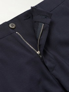 Eleventy - Slim-Fit Tapered Stretch-Wool Flannel Trousers - Blue