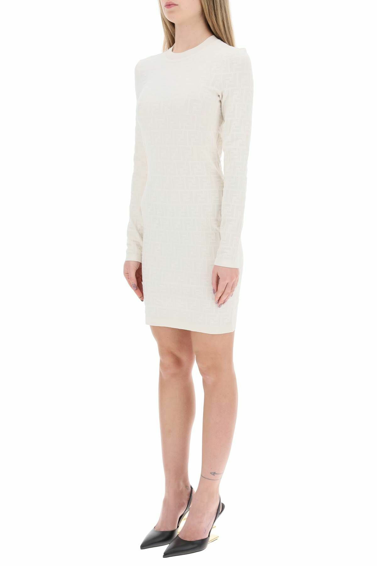 FENDI mini dress in jacquard knit with ff monogram White Fendi