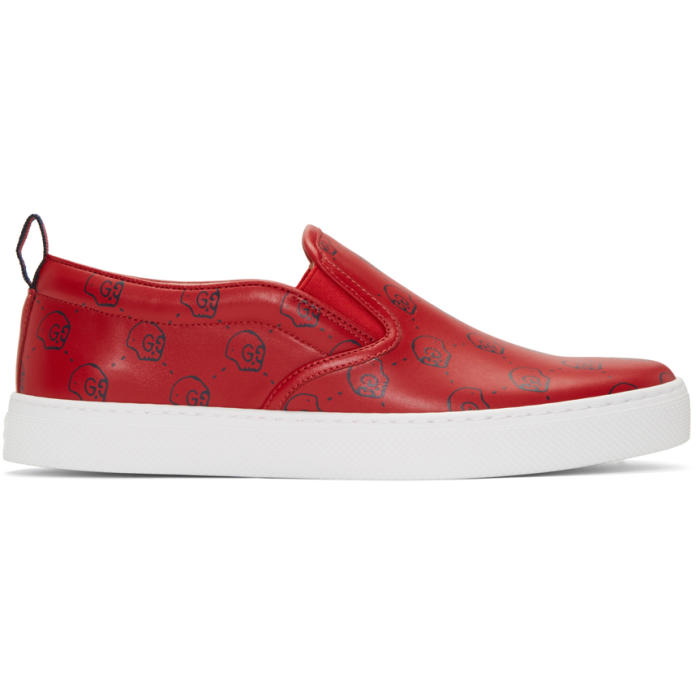 Photo: Gucci Red Gucci Ghost Dublin Slip-On Sneakers