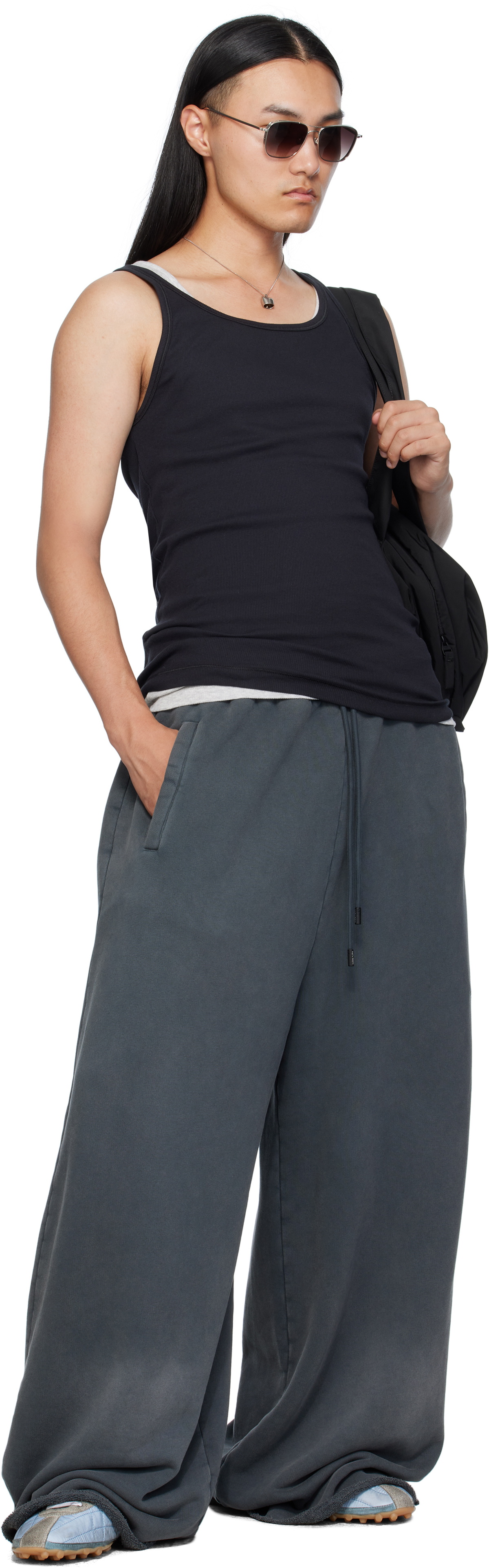 LU'U DAN Gray Raw-Cut Bontan Sweatpants