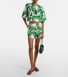 Cala de la Cruz Iris beaded printed linen crop top