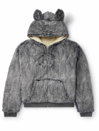 SKY HIGH FARM - Wolf and Sheep Reversible Faux Fur Hooded Bomber Jacket - Gray