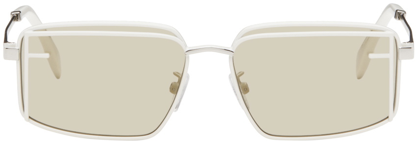 Fendi White Rectangular Sunglasses Fendi