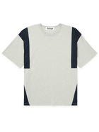 Aloye - Colour-Block Panelled Cotton-Jersey T-Shirt - Gray