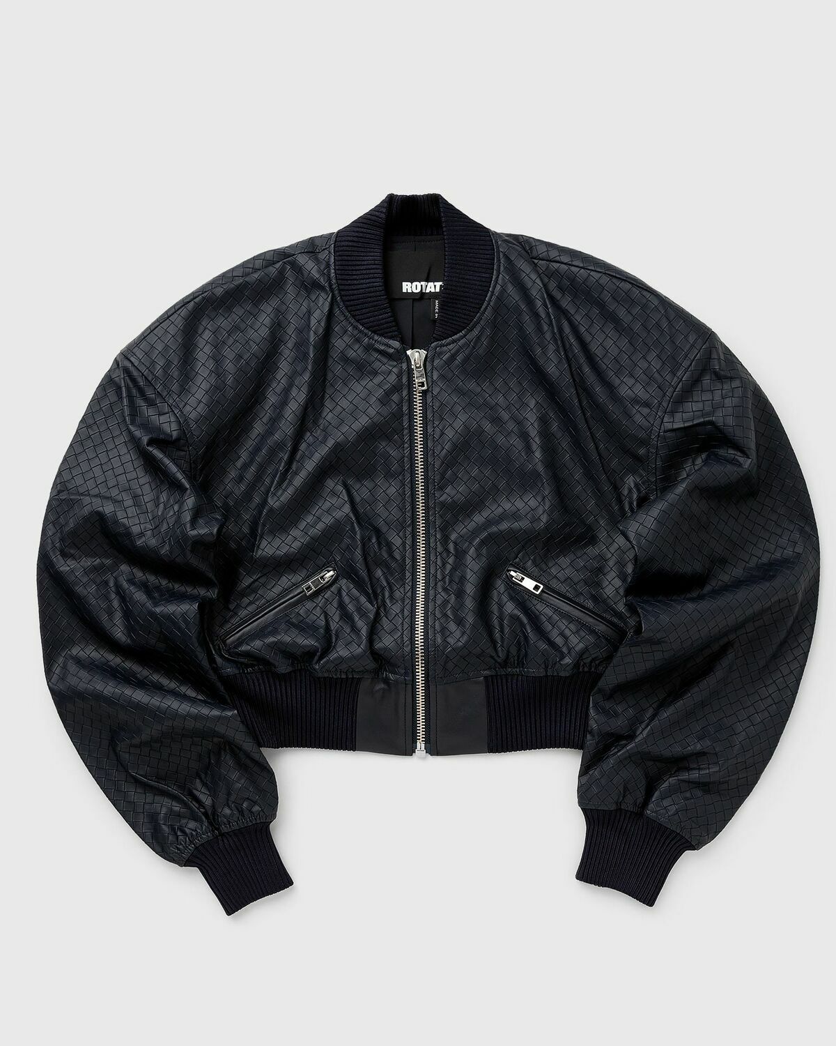 Rotate Birger Christensen Cropped Braided Jacket Blue Bomber Jackets