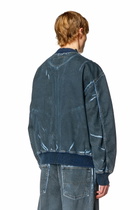 Diesel Bomber jacket in used-effect coated denim - Denim Jackets Mens in Blue