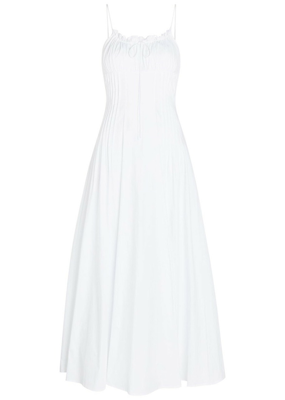 Photo: Staud Margi Pintuck Stretch-cotton Midi Dress White