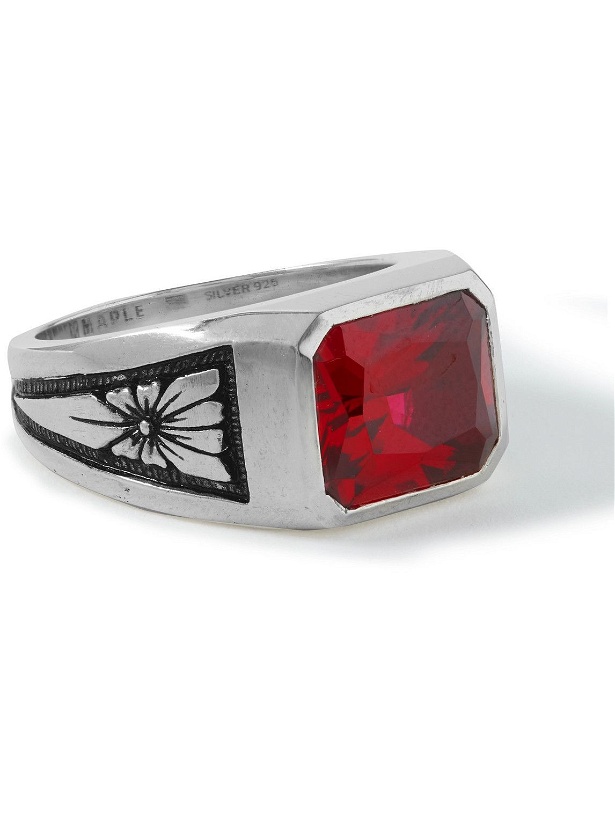 Photo: MAPLE - Midnight Silver Ruby Signet Ring - Silver