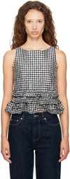 GANNI Black & White Check Open Back Top