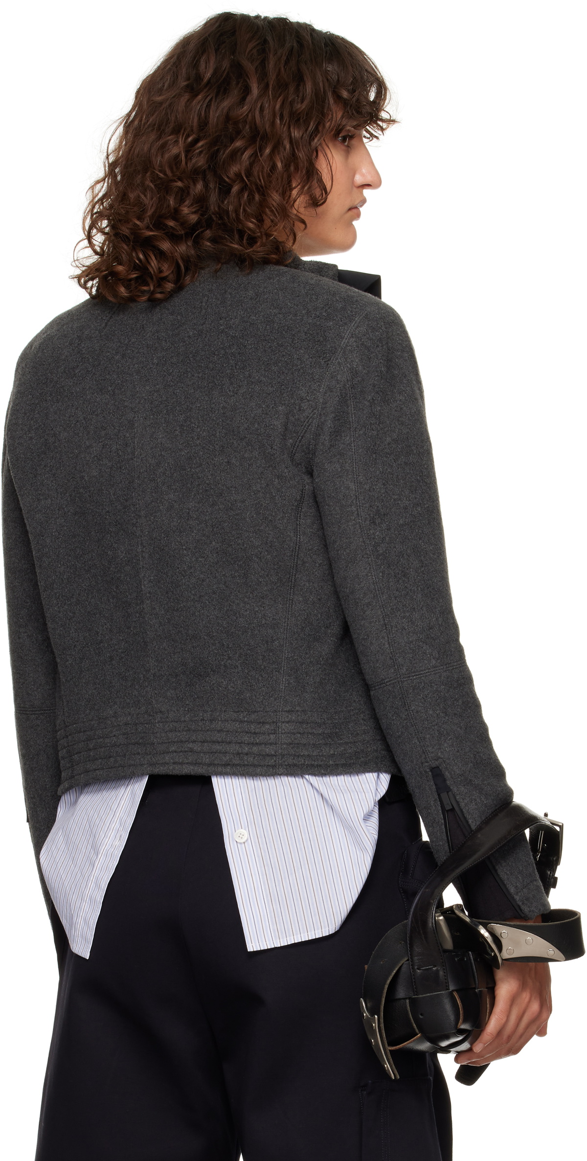 Fax Copy Express Gray Fleece Zip-Up Jacket