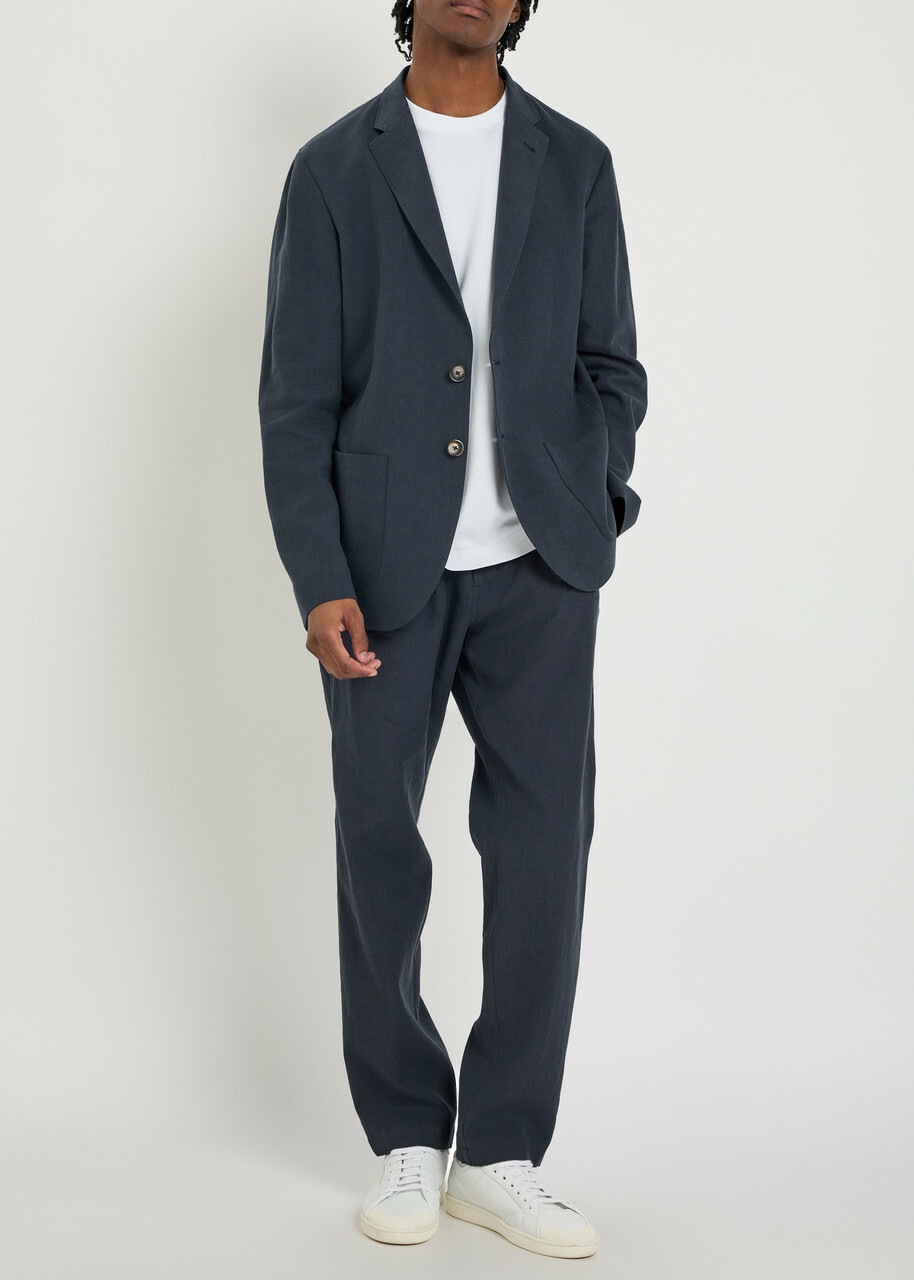 Herno Linen and Cotton-blend Blazer Navy