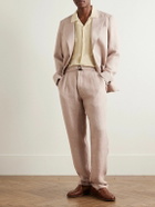 Oliver Spencer - Southwell Tapered Belted Herringbone Linen Trousers - Pink