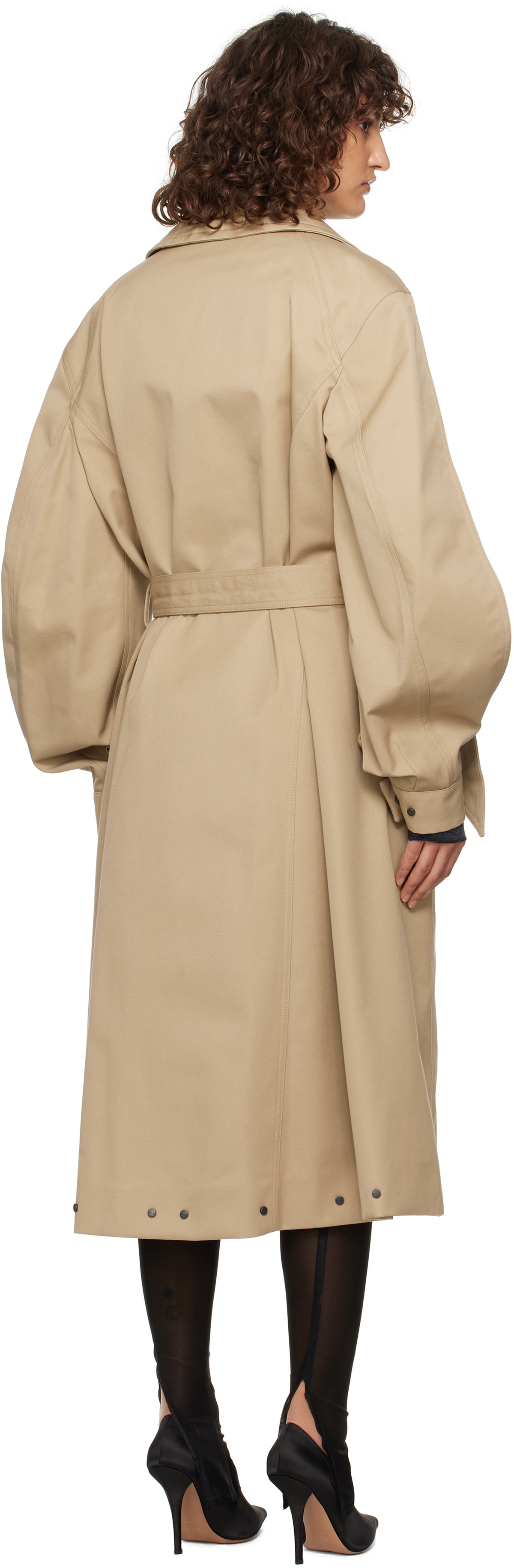 Mugler Beige Belted Trench Coat