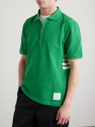 Thom Browne - Logo-Appliquéd Striped Cotton-Piqué Polo Shirt - Green