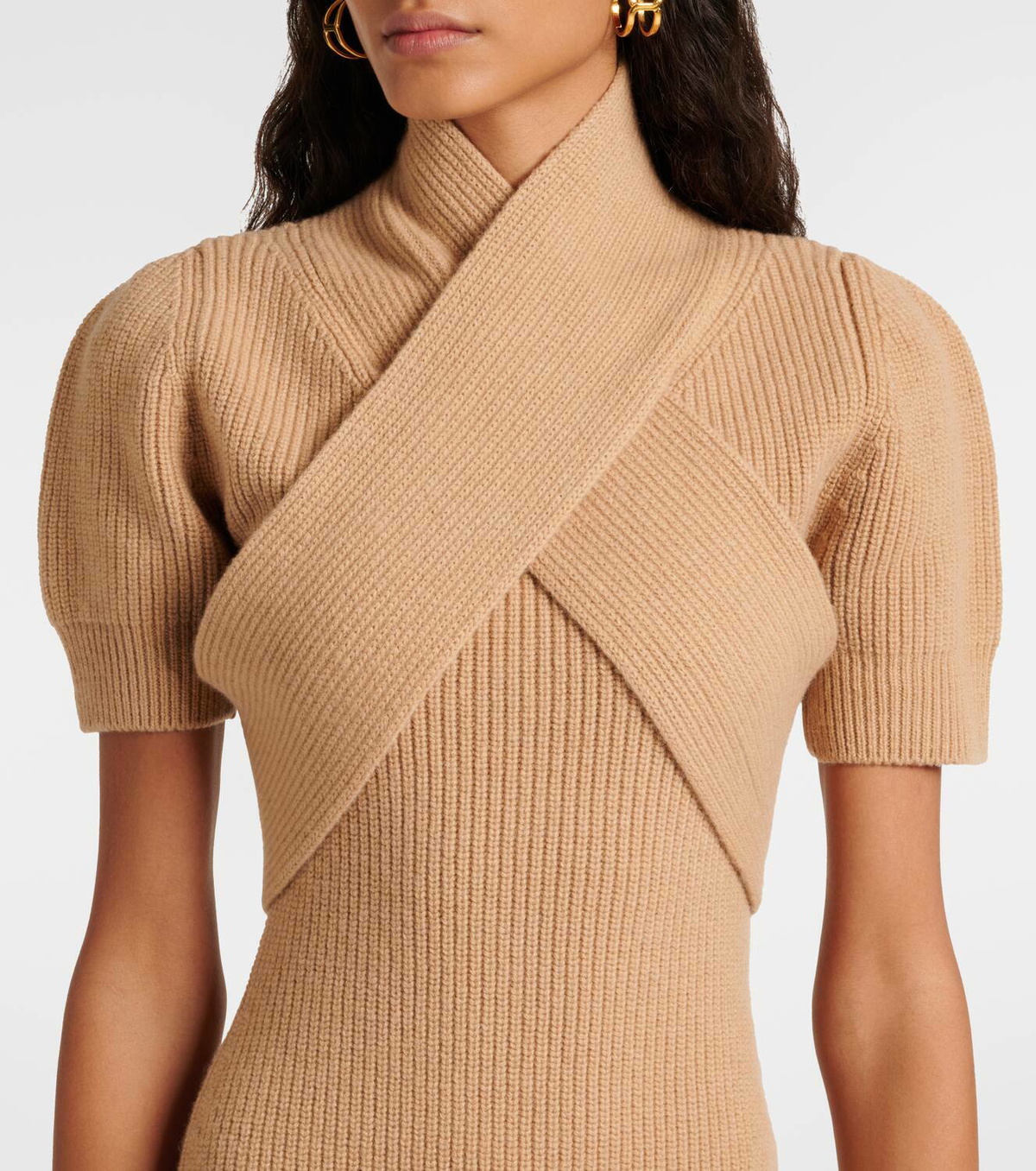 Patou Scarf-detail wool and cashmere minidress