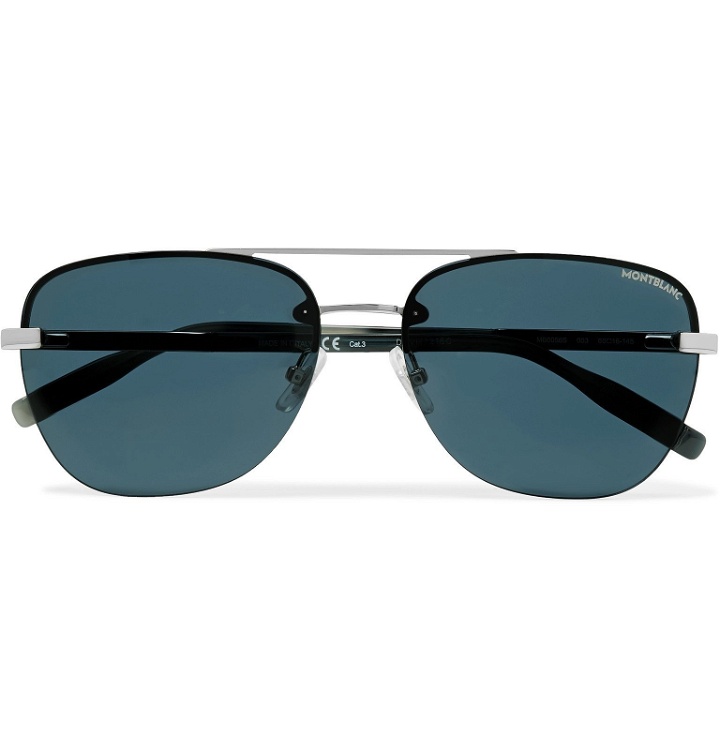 Photo: Montblanc - Aviator-Style Metal Sunglasses - Blue