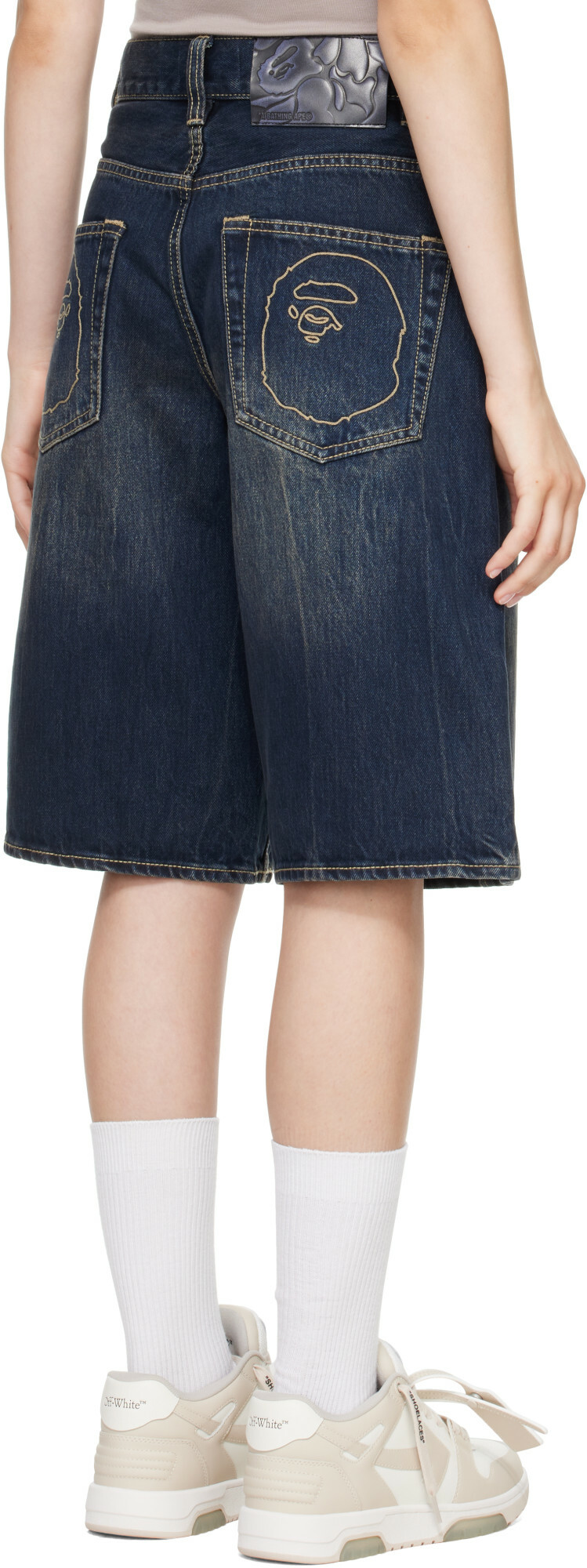 BAPE Navy BAPE Sta Patch Relaxed Fit Denim Shorts