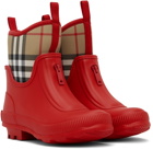 Burberry Kids Red Vintage Check Rain Boots
