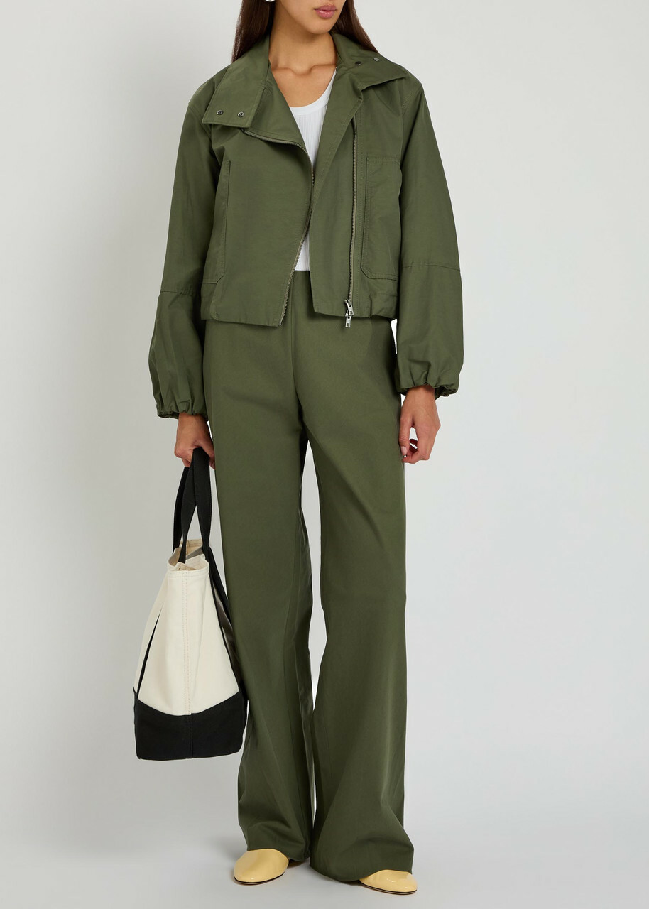 Vince Sculpted Cotton-blend Poplin Jacket Khaki