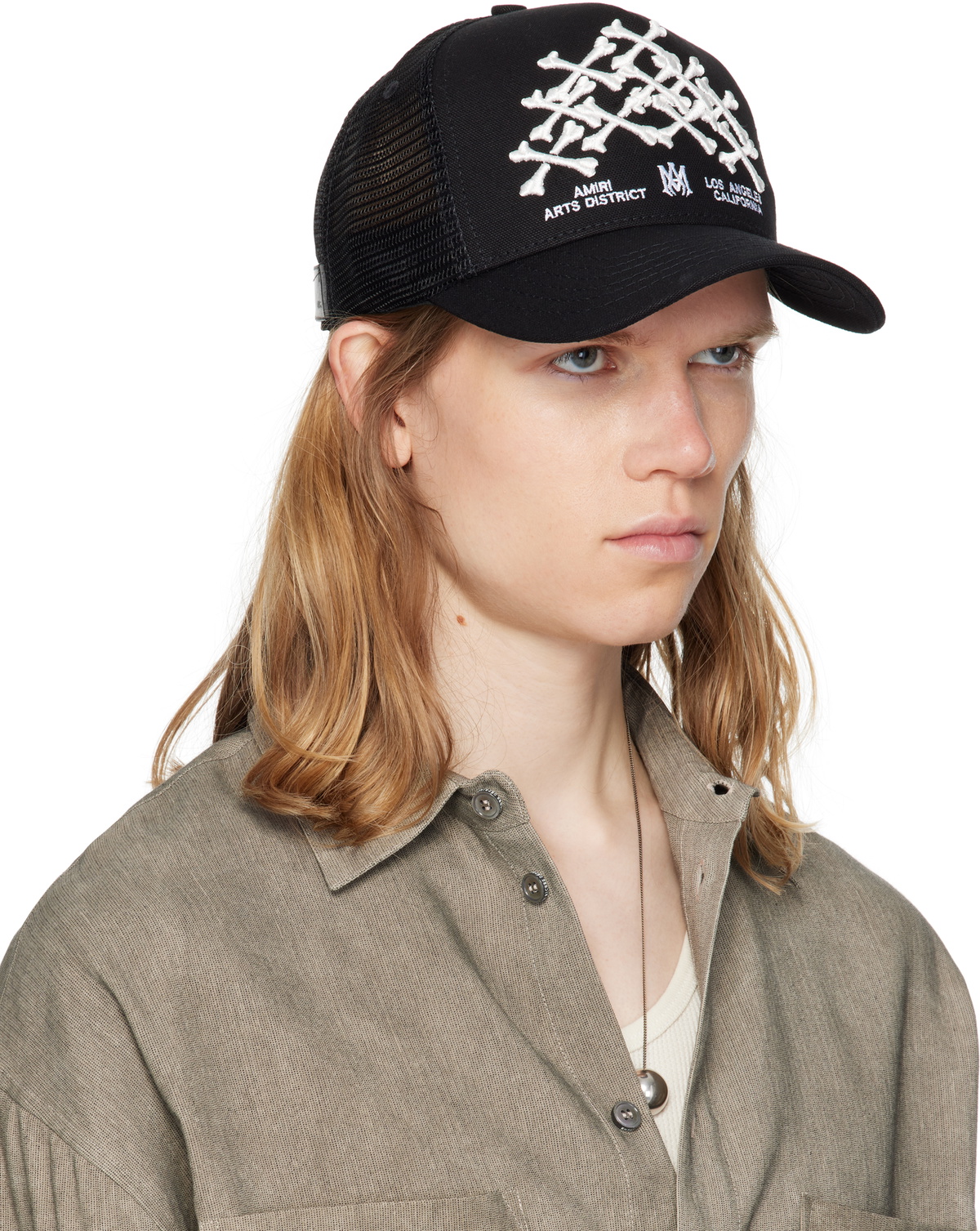 AMIRI Black Bones Stacked Trucker Cap Amiri