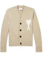 AMI PARIS - Logo-Intarsia Organic Cotton and Wool-Blend Sweater - Neutrals