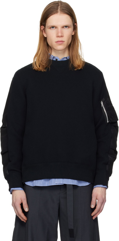 Photo: sacai Black Sponge Sweat Pullover Sweatshirt