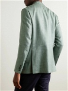 Canali - Kei Herringbone Wool, Silk and Linen-Blend Blazer - Green