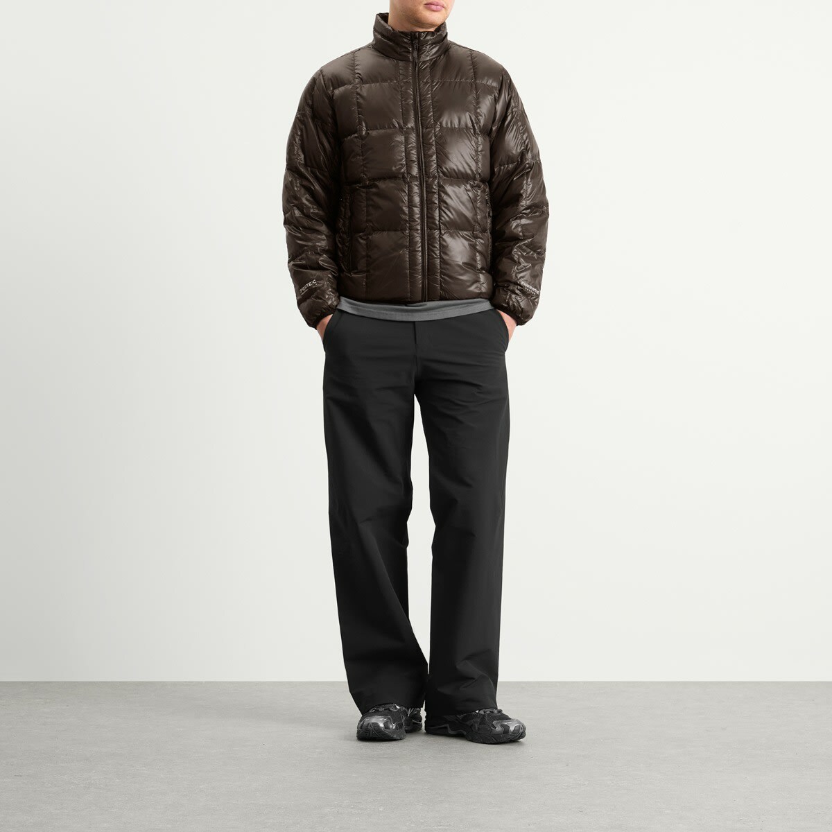thisisneverthat Men's PERTEX Light Down Jacket in Brown Black
