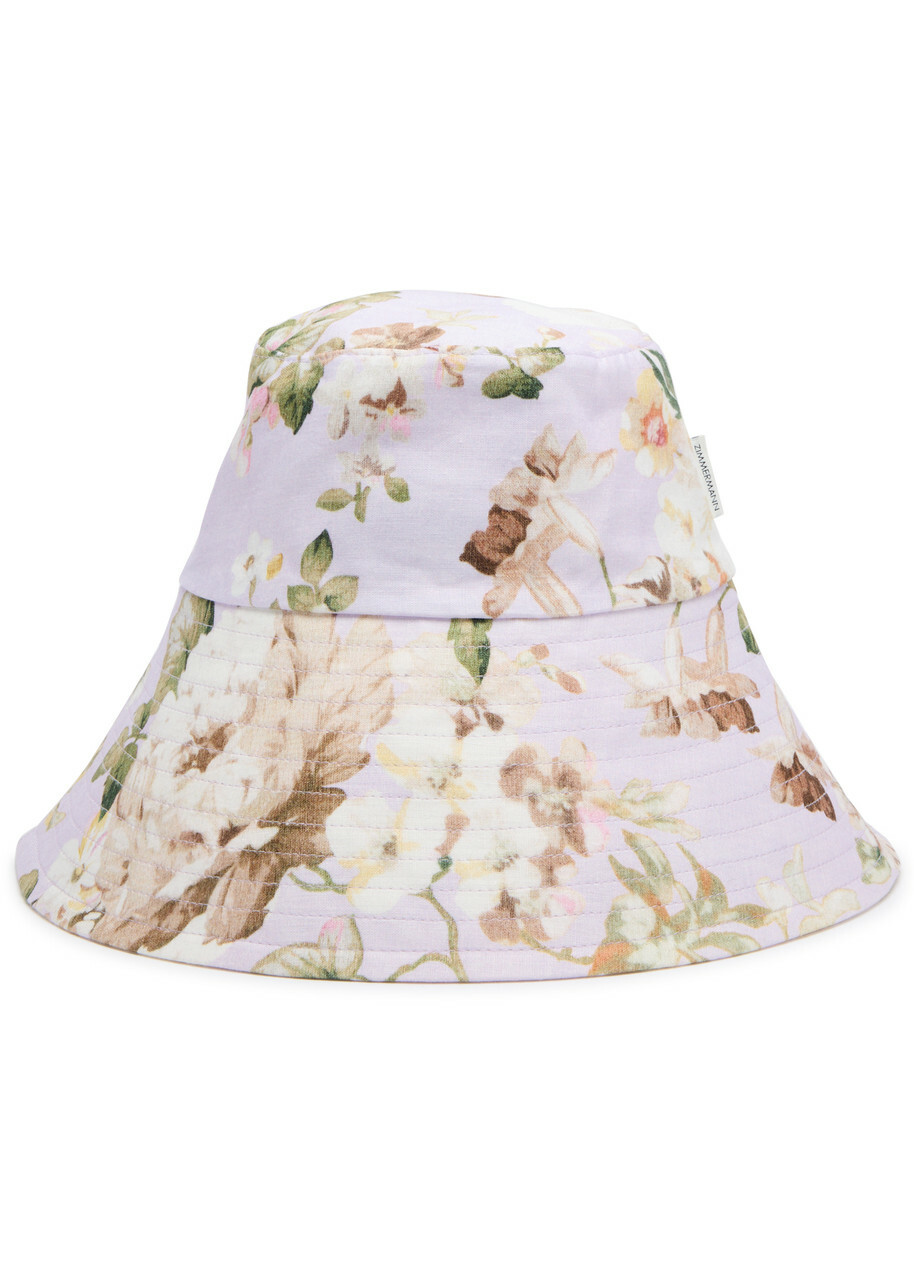 Zimmermann Printed Wide-brim Linen Bucket hat - Multi Floral  display picture 3