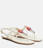 Prada Floral-appliqué leather thong sandals