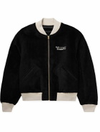 Visvim - Reversible Embroidered Wool-Fleece and Silk-Satin Bomber Jacket - Black