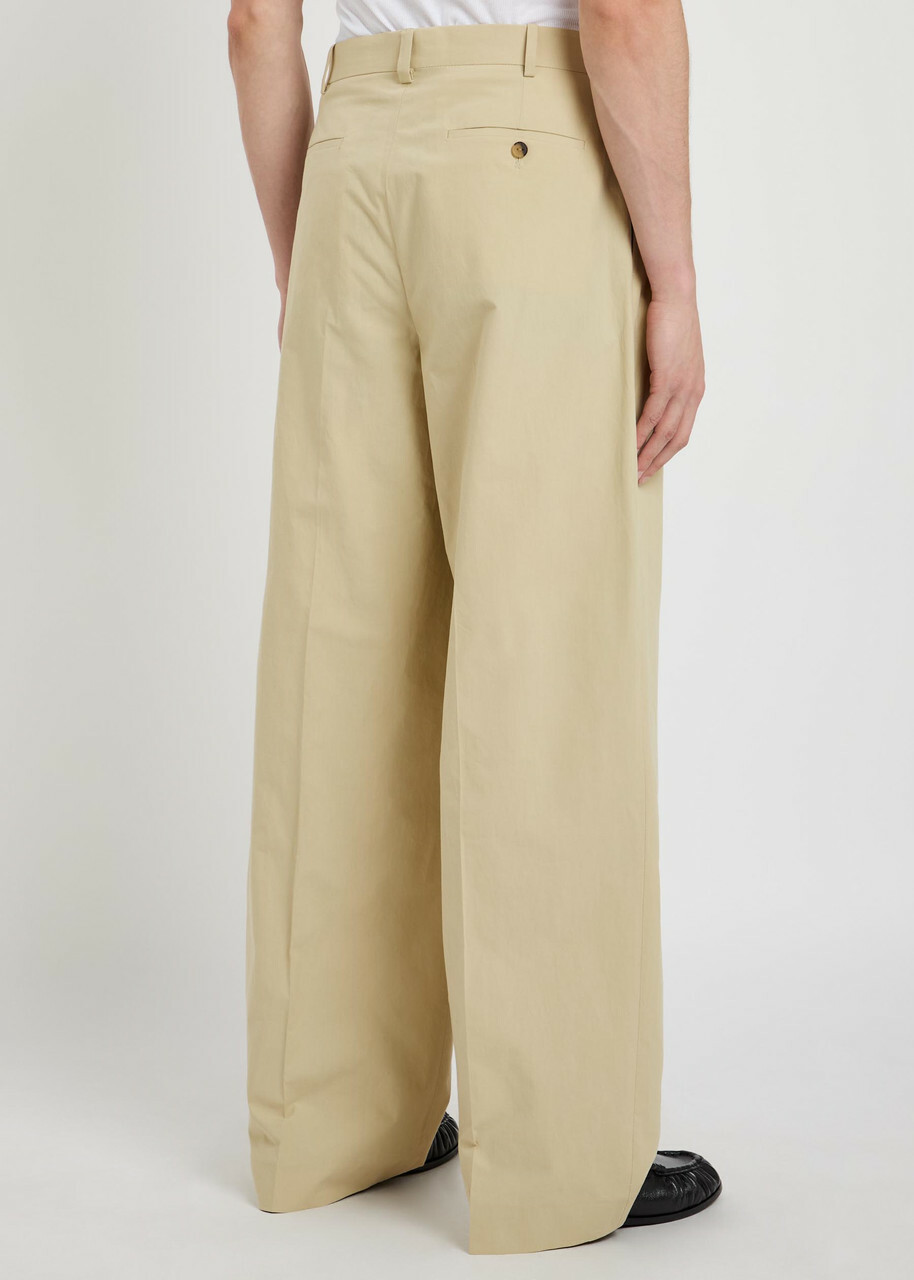 Calvin Klein Baxter Pleated Wide-leg Cotton Trousers Off White