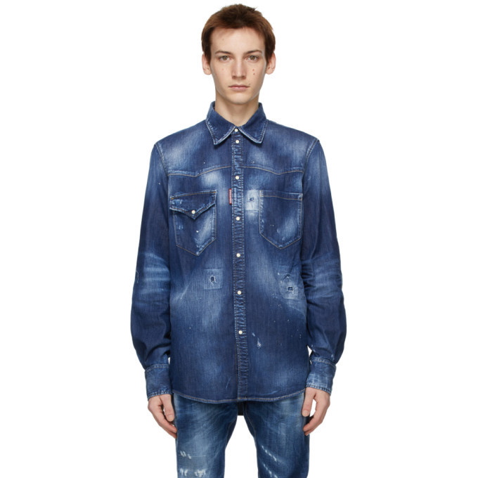 Photo: Dsquared2 Blue Straight Western Shirt