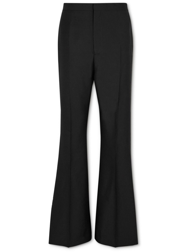 Photo: Acne Studios - Flared Ruffled Wool and Mohair-Blend Trousers - Black