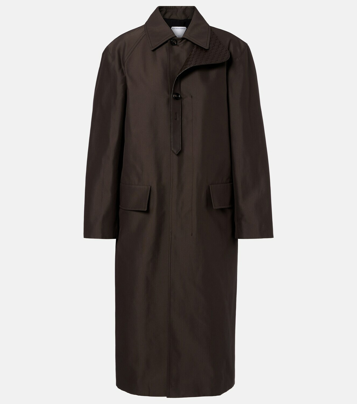 Bottega Veneta Intrecciato leather-trimmed trench coat