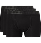 Off-White - Three-Pack Ribbed Stretch-Cotton Boxer Briefs - Black
