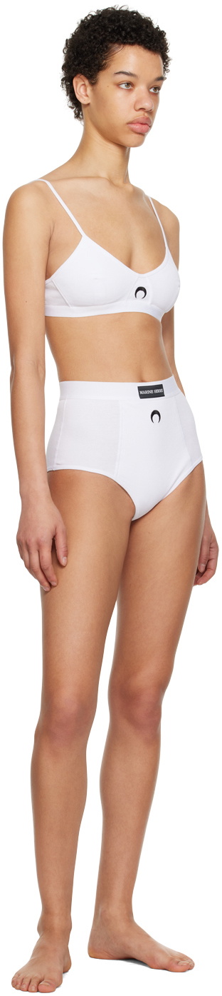 Marine Serre White Embroidered Bra