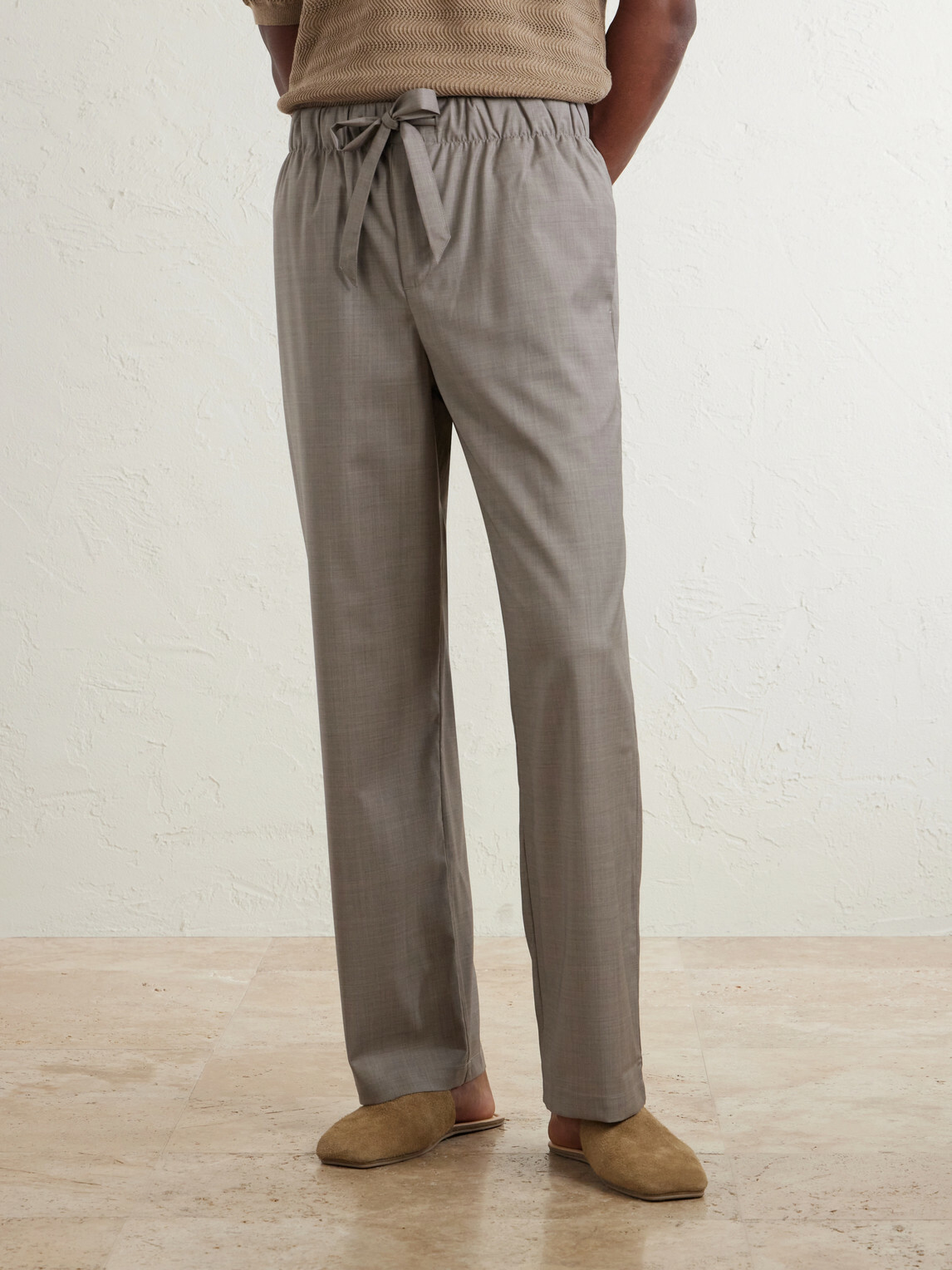 Frescobol Carioca - Luan Straight-Leg Wool Drawstring Trousers - Gray