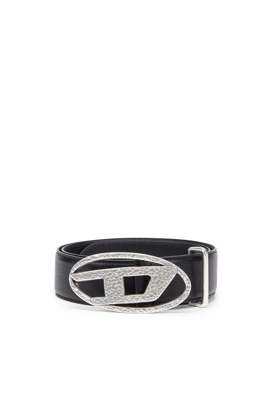Photo: Diesel 4cm leather belt with hammered Oval D buckle - Belts - Unisex - Black